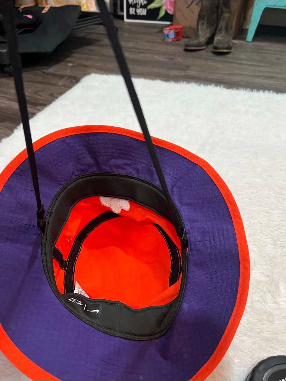 Nike Orange and Purple Clemson Paw Bucket Hat with Embroidered Swoosh